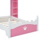 preview thumbnail 9 of 17, Twin Size Castle-Shaped Kids Platform Bed Frame with 2 Storage Bookshelf, Wooden Dreamy Princess Bed