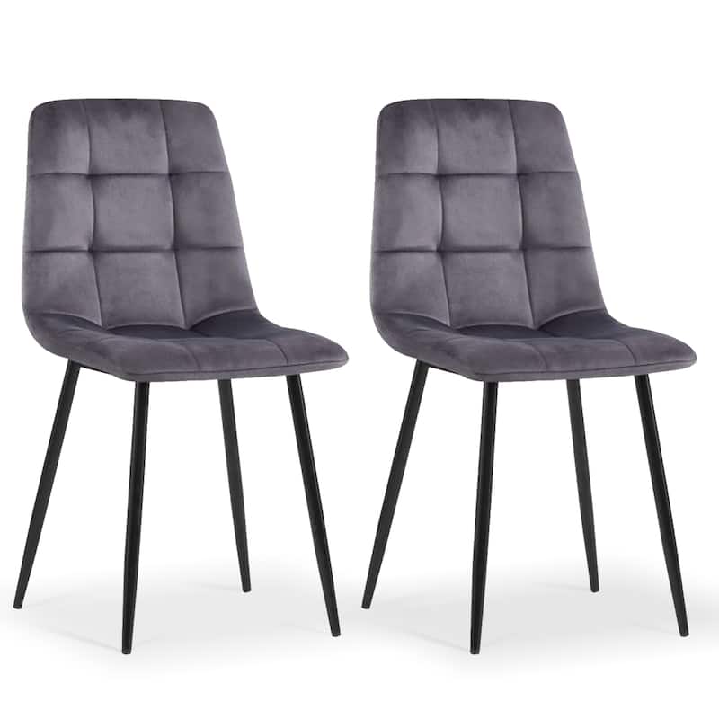 Velvet Dining Chairs Set Of 2,Dining Room Side Seating, Kitchen Chairs with Metal Legs for Living Room - Grey
