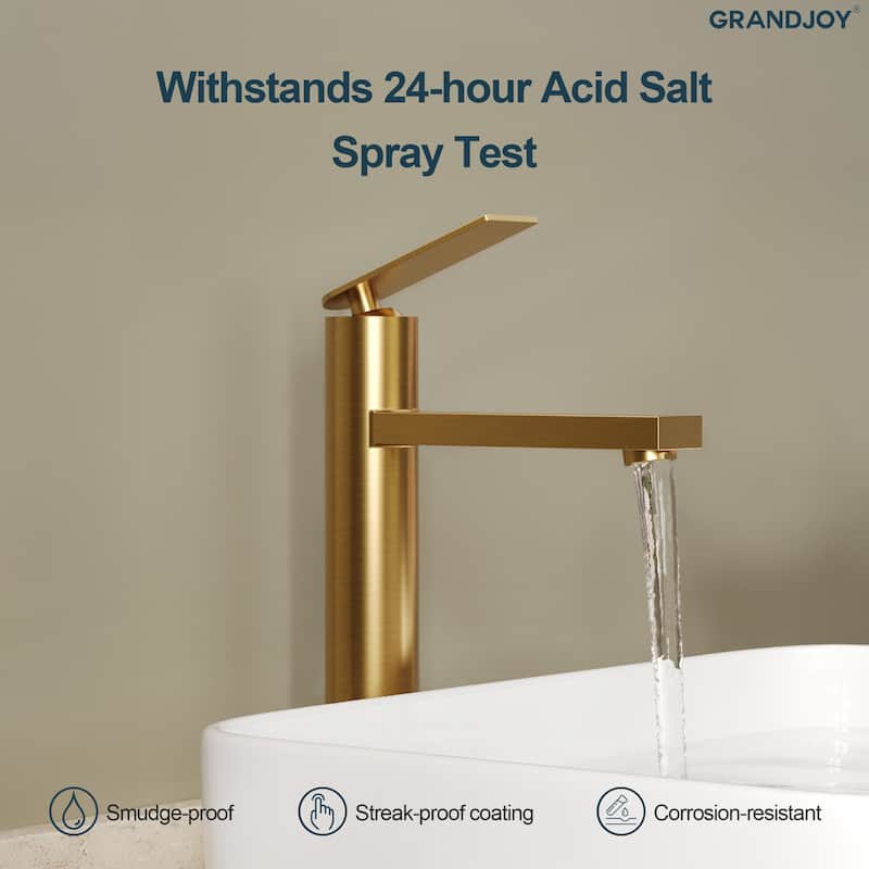 GRANDJOY 2-Pack High-Arc Bathroom Vanity Faucet, Single Hole Installation