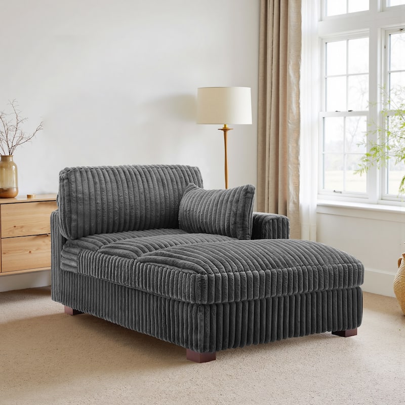 UIXE Upholstered Plush Chaise Lounge Chair For Interior