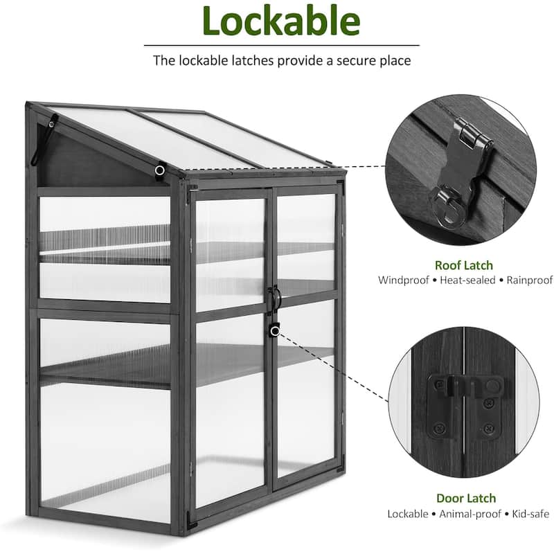 MCombo Cold Frame Greenhouse with Adjustable Shelves, Solid Wood 1344