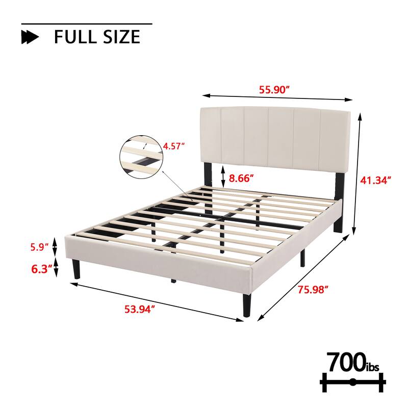 Alazyhome Upholstered Platform Bed Frame with Bedside Cupboard
