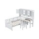 preview thumbnail 7 of 16, White Twin Size Wood Platform Bed with Bookshelf, House Bed with Built-in Desk and Matching Chair