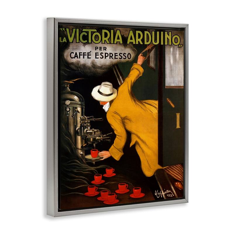 Stupell Vintage Espresso Advertisement Framed Floater Canvas Wall Art Design By Marcus Jules