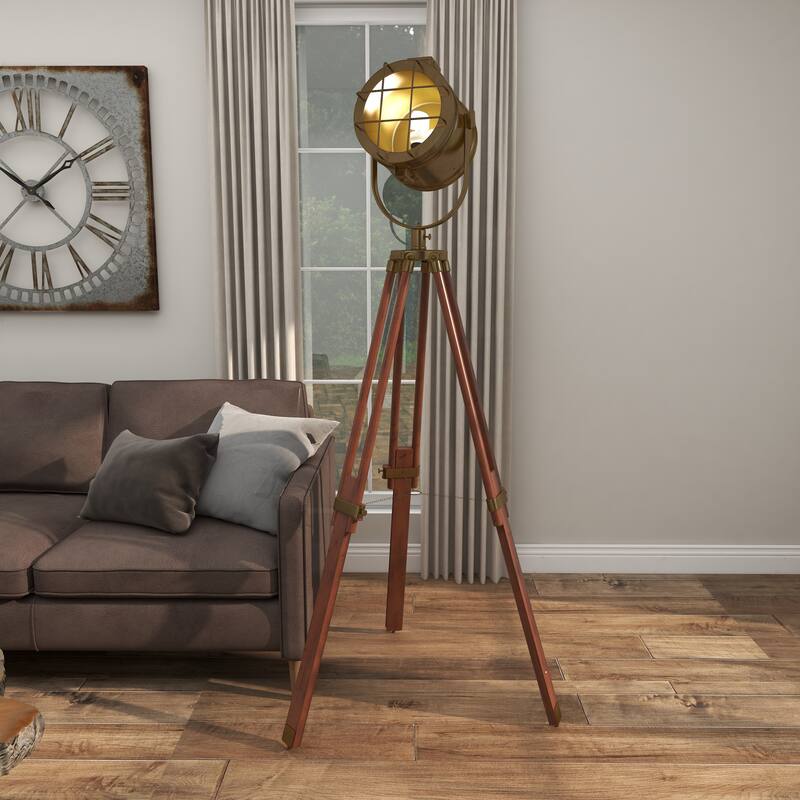 Brown Wood Spotlight Room Floor Lamp