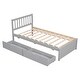 preview thumbnail 6 of 8, Twin Size Wooden Platform Bed with Two Underbed Storage Drawers, Durable Rubberwood Frame