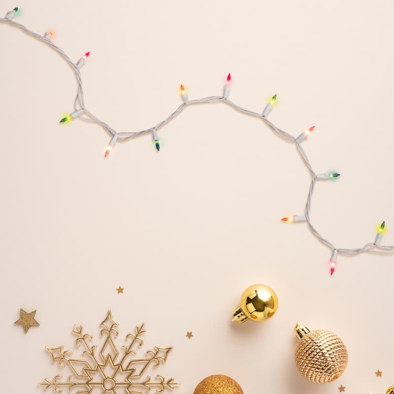 Pastel Mini Christmas Light Set - Multi-Color - 10' White Wire - 50ct