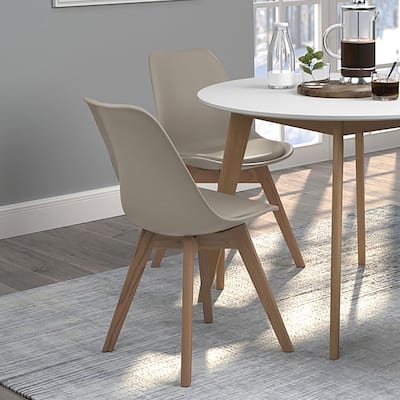 Padded Side Chair,Dining Chair with Wooden Legs (Set of 2)