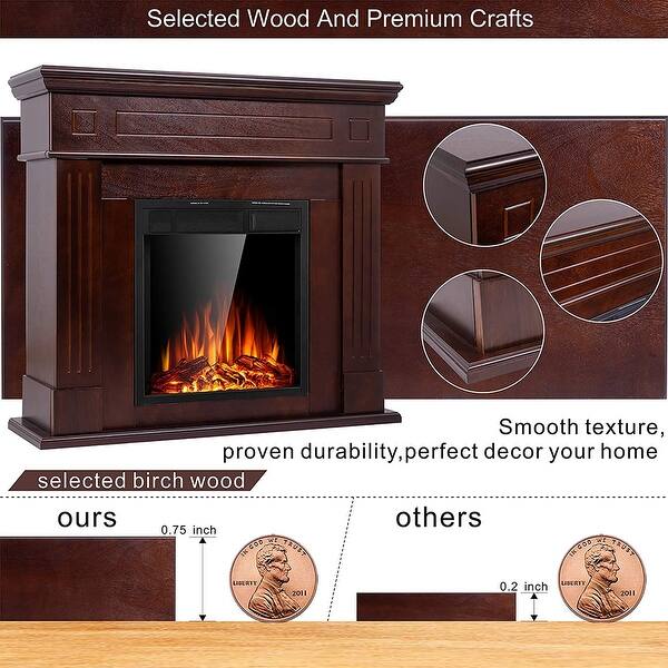 Shop Electric Mantel Fireplace Wood Package Surround Freestanding