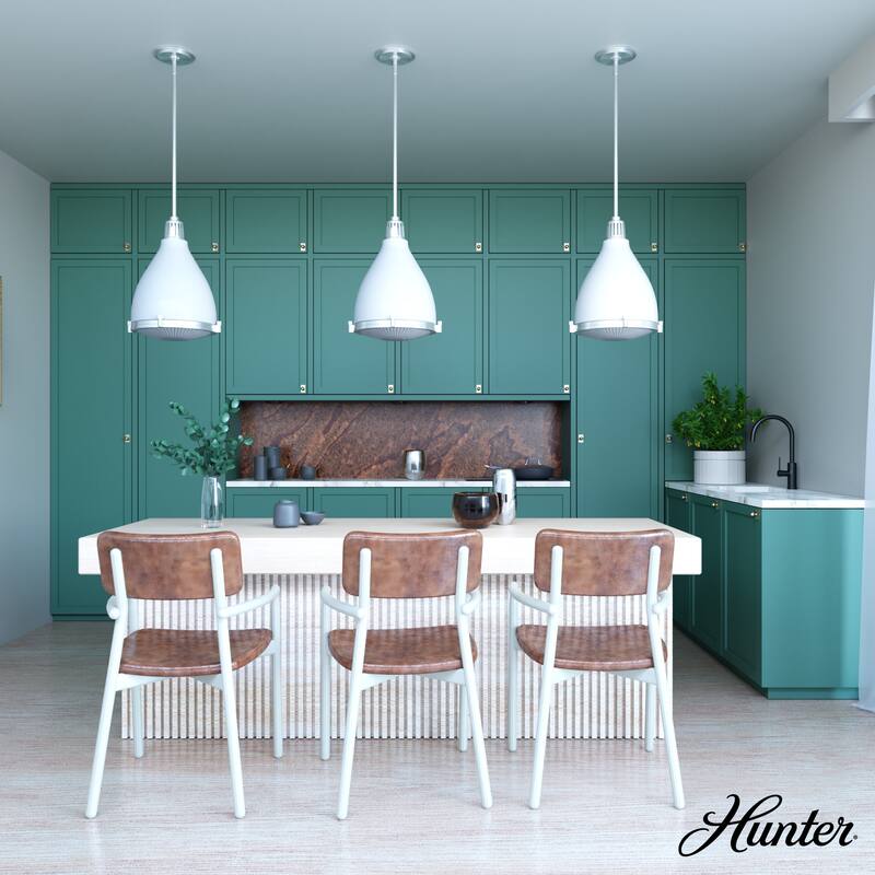 Hunter Bluff View Retro 14" 3-Light Pendant - Kitchen Island, Dining Room - Mid-Century Modern, Industrial, Transitional