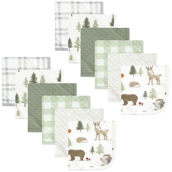 slide 1 of 1, Hudson Baby Infant Boy Quilted Cotton Washcloths, Forest Animals, One Size - Forest Animals - One Size One Size - Forest Animals