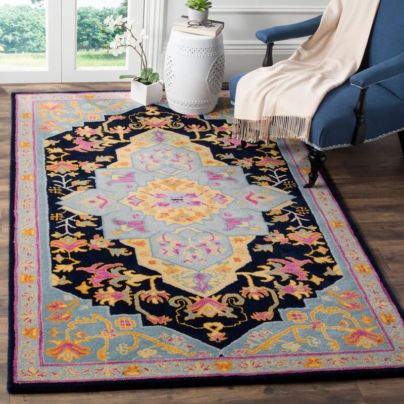 SAFAVIEH Handmade Bellagio Toma Modern Oriental Wool Rug - 8' x 10' - Navy Blue/Multi