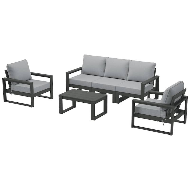 Endless Patio Sectional 6-Piece Deep Seating Set with Gray Frame - Light Gray