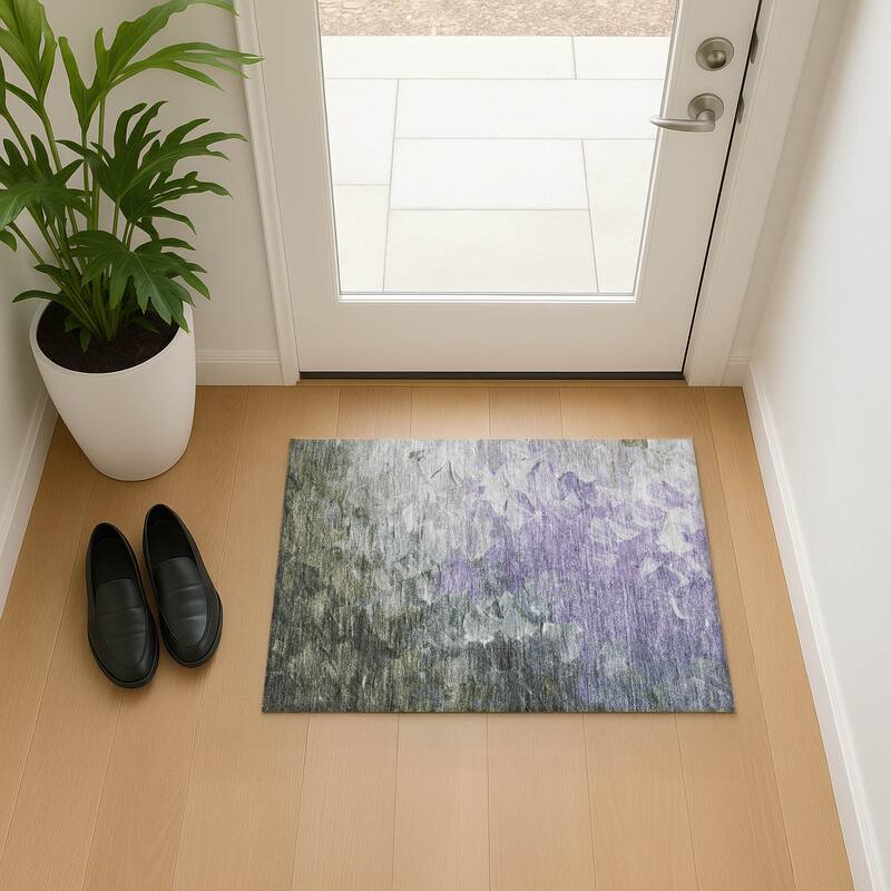 Premium Washable Super Soft Modern Current Mayfield Rug - Lavender - 1'8" x 2'6"