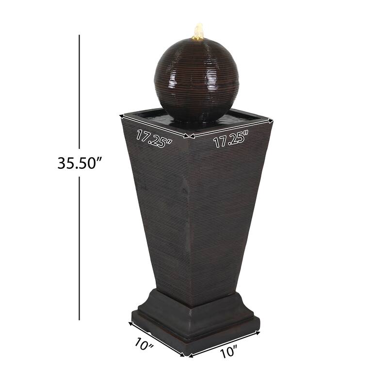 Christopher Knight Home - Glitzhome 35.5"H Concrte Outdoor Waterfall Fountain With Pebbles, Pump, and LED Light