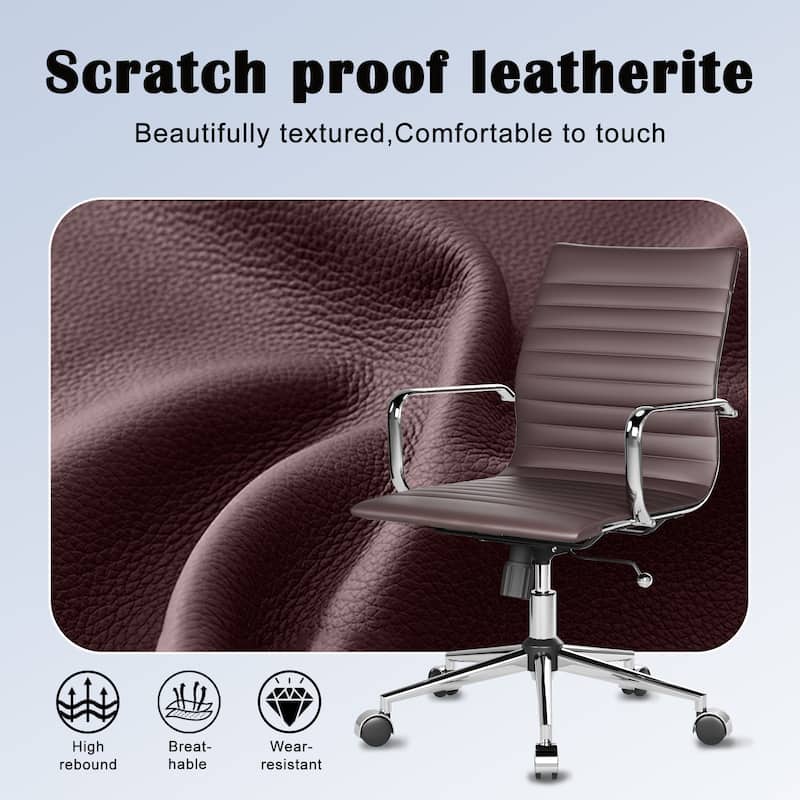 CAROCC Ribbed Computer Office Chair Swivel Lift tilt function Ergonomic Premium Leather Desk Armchair