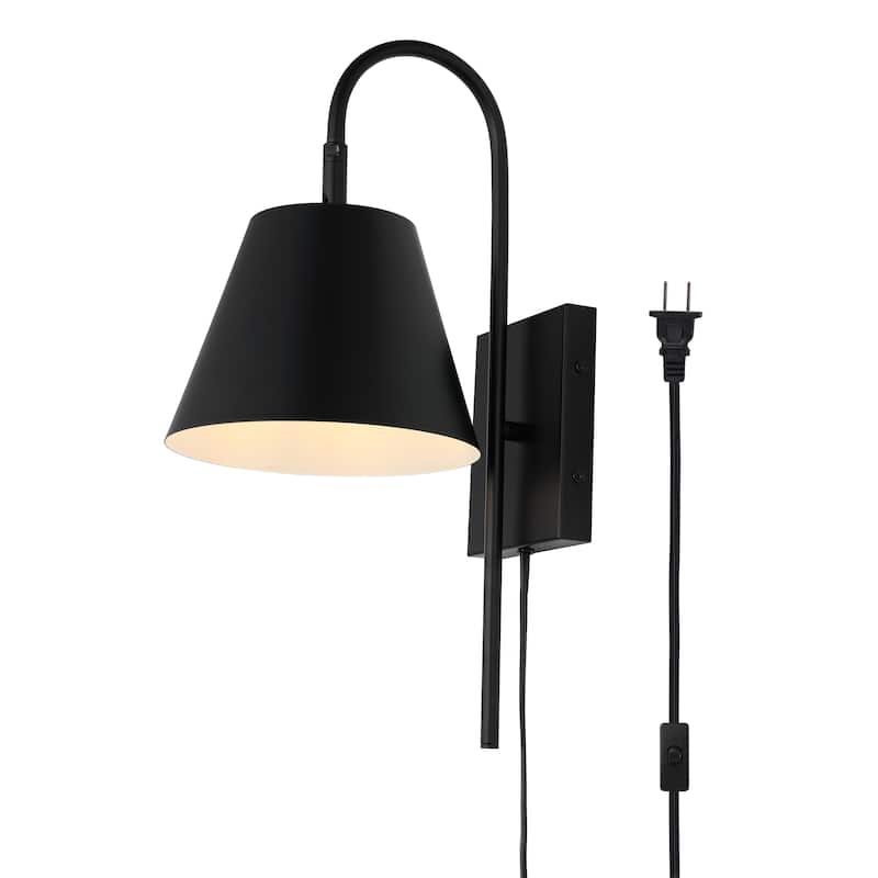 SAFAVIEH Lighting Soghra 11-inch Wall Sconce (LED Bulbs Included) - 7.6 In. W x 10.5 In. D x 18 In. H - 8Wx11Dx18H - Black