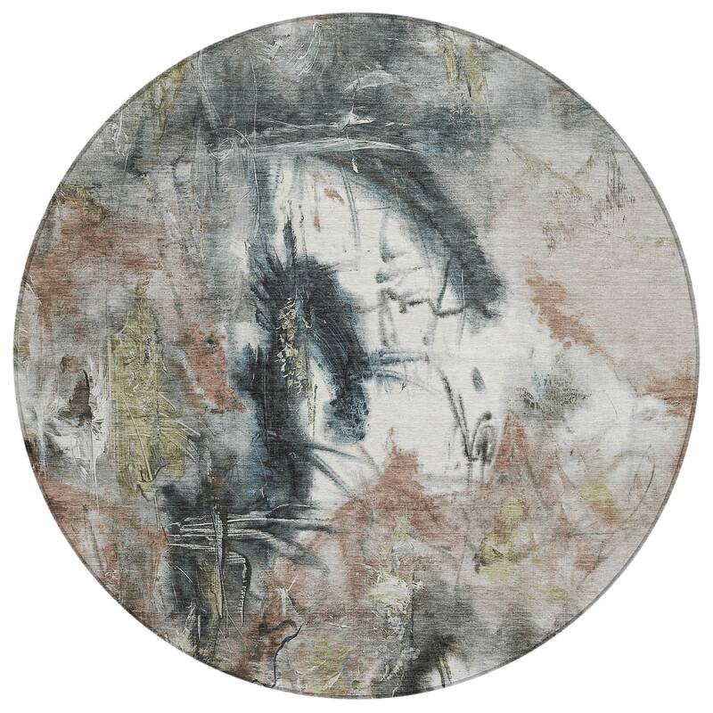 Machine Washable Indoor/Outdoor Modern Artistry Chantille Rug