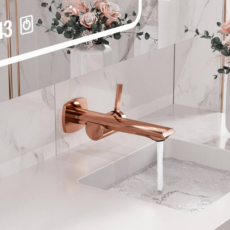 Modland Wall Mount Single Hole Bathroom Faucet with Valve Single Handle And Hot/Cold Indicator