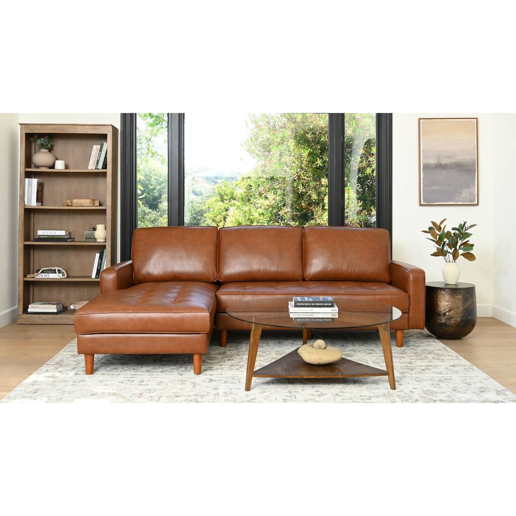 Abbyson Holloway Mid-century Top Grain Leather Sectional