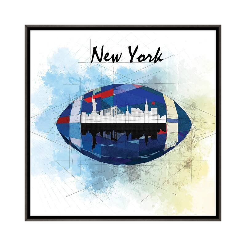 iCanvas "Football New York Giants" by Katia Skye Framed - Charcoal - 26x26