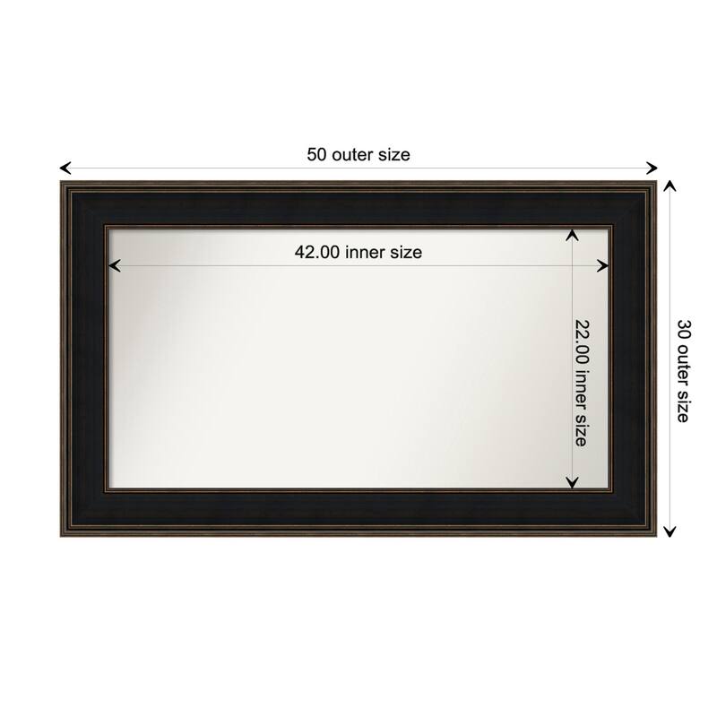 Mezzanine Espresso Framed Non-Beveled Custom Wall Mirror, Bathroom Vanity Mirror - Outer Size: 49.75 x 29.75