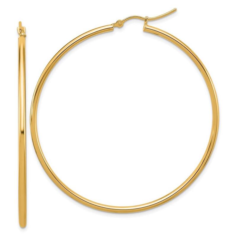 Curata 10k Yellow, White or Rose Gold 2mm Solid Polished Hoop Earrings