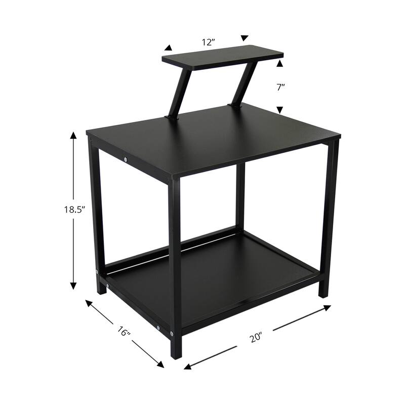 Modern Black Coffee Table with Adjustable Desktop Shelf