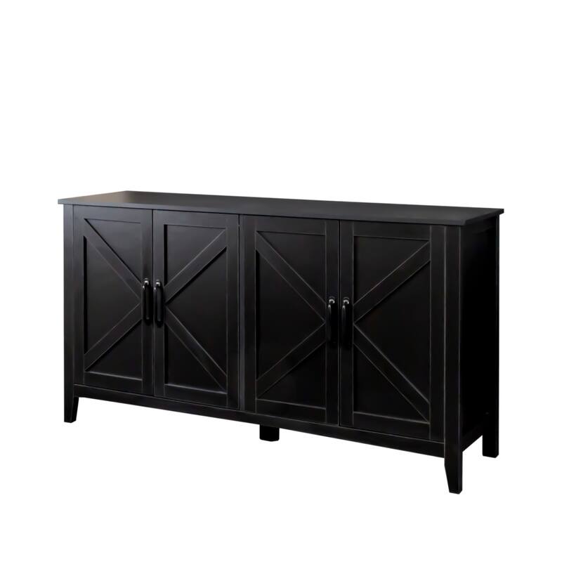 Farmhouse Sideboard Buffet Cabinet w/ 4 Doors,Accent Kitchen Storage Cabinet w/ Storage Shelves Freestanding Cabinet Bar Cabinet