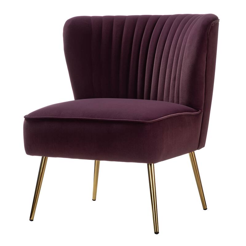 Monica Living Room Armless Accent Comfy Chair with Tufted Back and Metal Legs by HULALA HOME