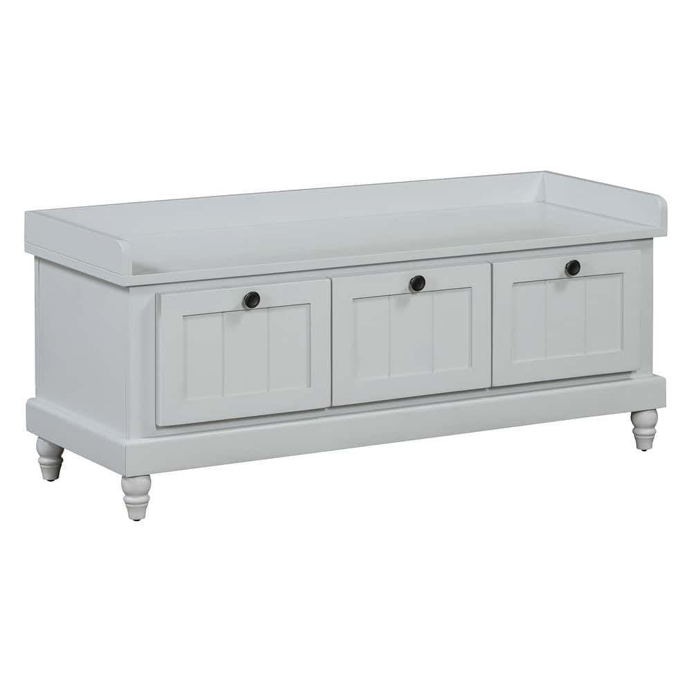 Fluted Entryway Bench with Storage