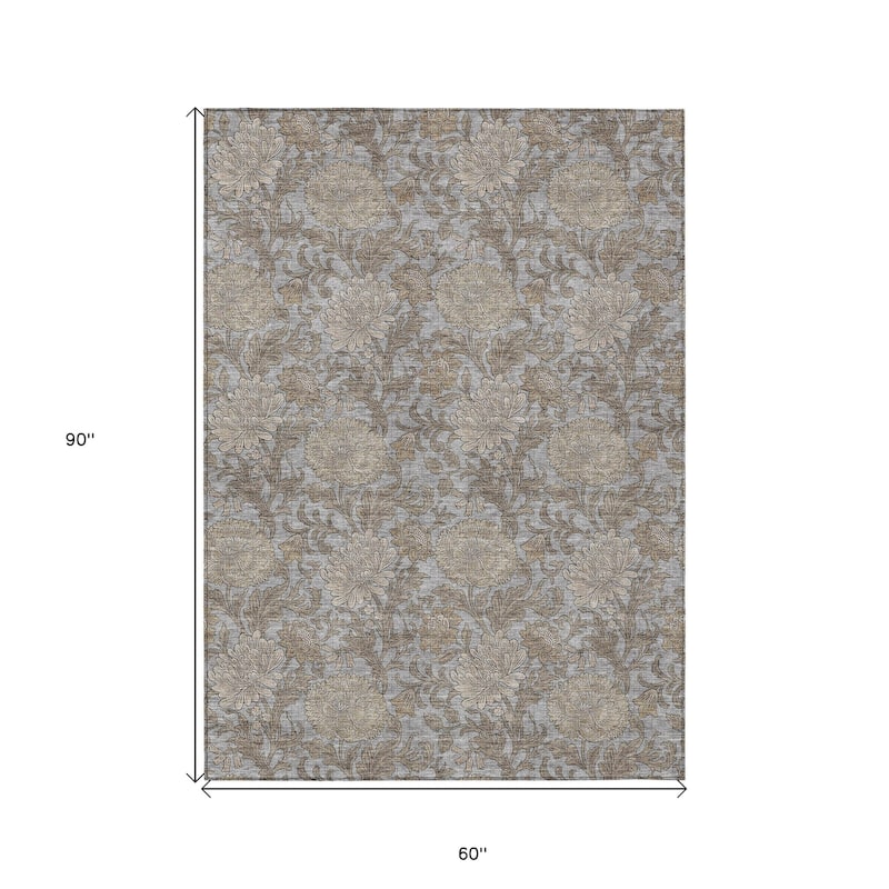 HomeRoots Floral Transitional Rectangle Outdoor Rug