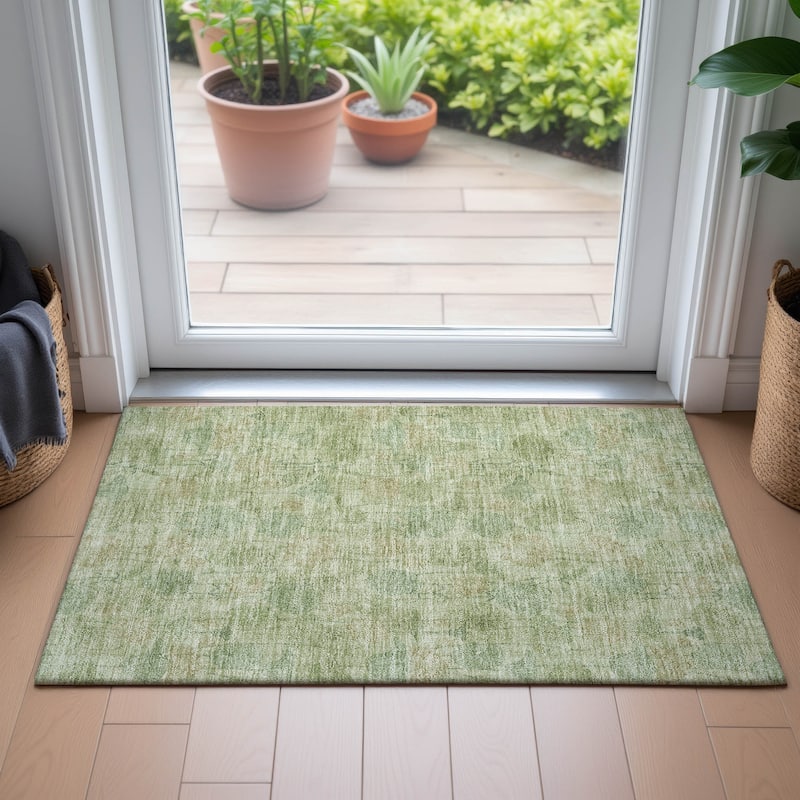 Machine Washable Indoor/Outdoor Modern Floral Chantille Rug