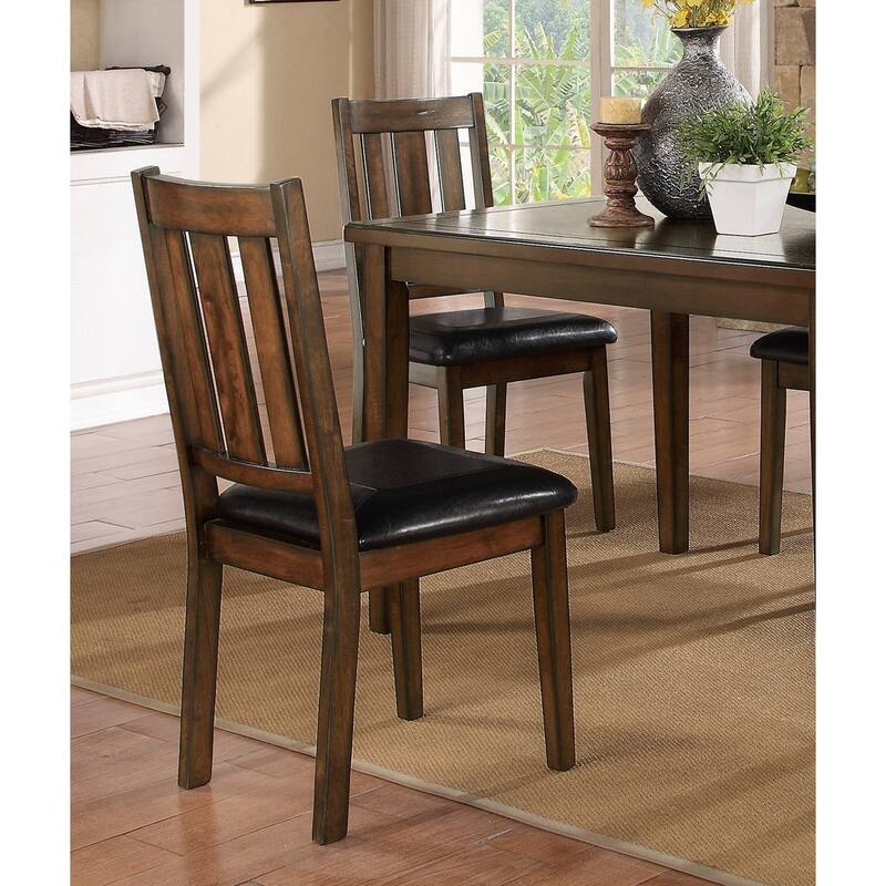 5 Piece Dining Table and Chair Set, Wooden Kitchen Funiture Set with Rectangular Table and Faux Leather Upholstered Chairs