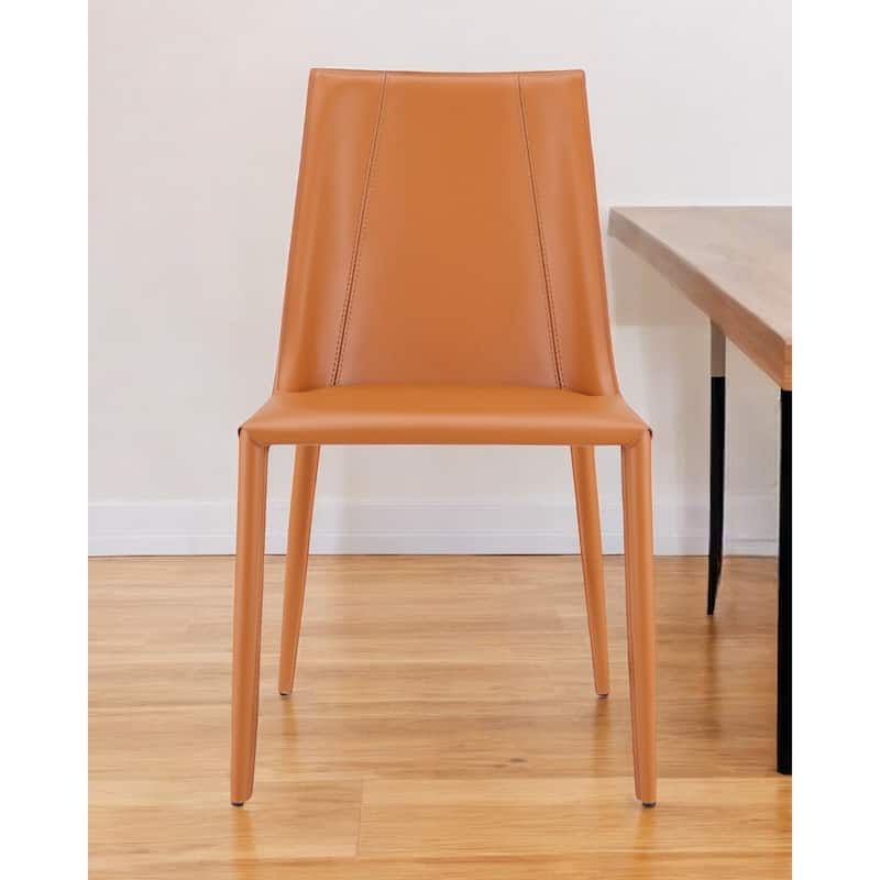 Upholstered Leather Dining Chair with Steel Frame for Modern Dining Room - 19.89” x 23.63” x 33.86”