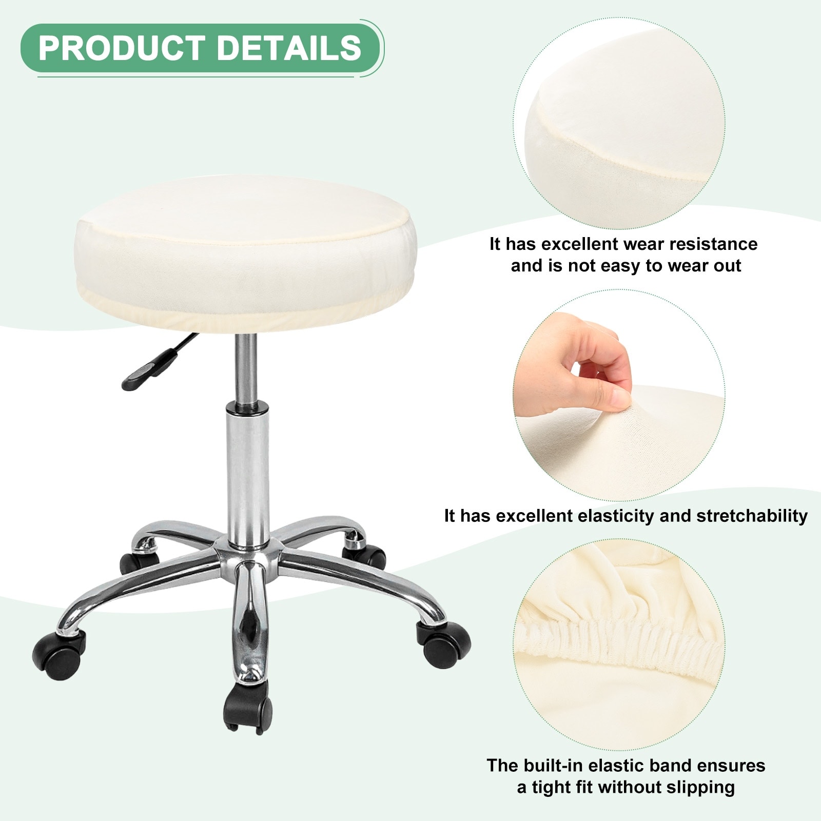 Bar Stool Covers Round, Velvet Washable Stool Cushion Slipcover