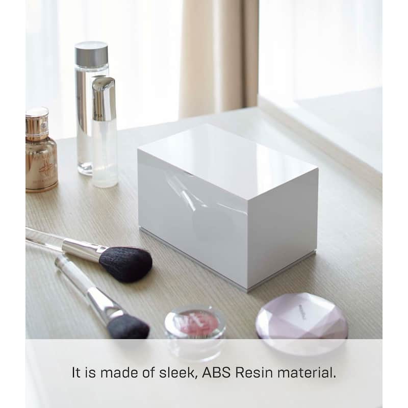 Yamazaki Home Skincare Organizer, ABS Plastic, Holds 2.2 lbs, Lid - L 3.94 x W 6.3 x H 3.54 inches
