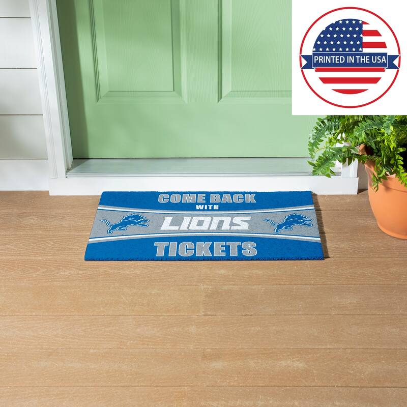 Detroit Lions 28 in. x 16 in. PVC "Come Back With Tickets" Trapper Door Mat