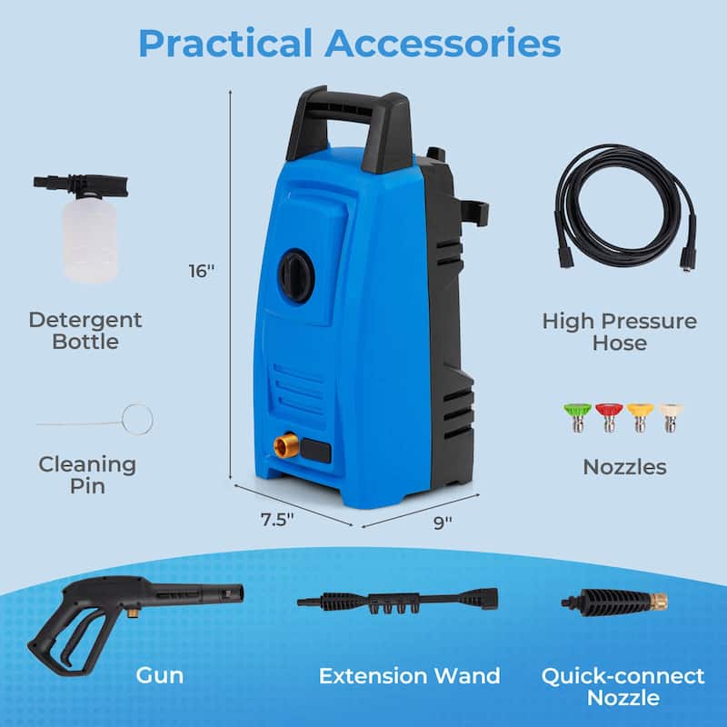 Ironmax Electric Pressure Washer with Wheels 5 Quick Connect Nozzles - See Details
