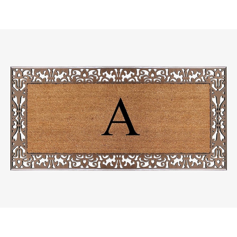 A1HC Natural Coir Monogrammed Door Mat For Front Door, 30"X60", Anti-Shed Treated Durable Doormat for Outdoor Entrance - A