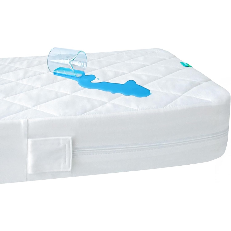 Mini Crib Mattress Protector with Zipper 38 x24 White On Sale Bed Bath Beyond 39579984