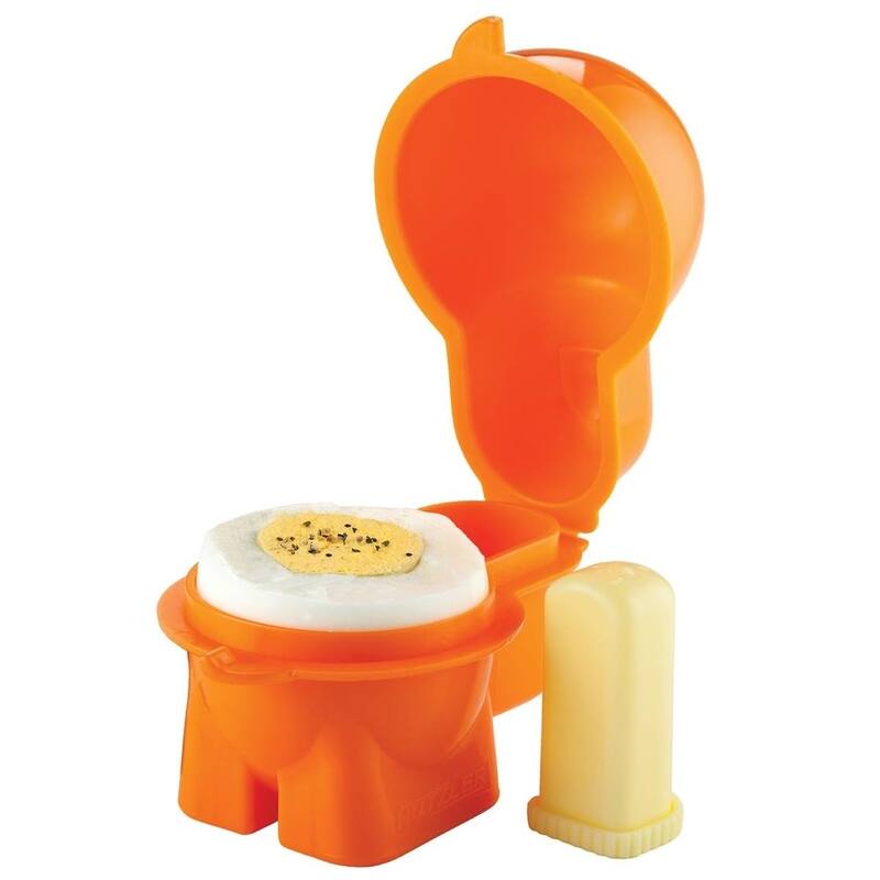 Hutzler Egg To-Go Container with Salt Shaker, Hard Boiled Egg Holder with Lid