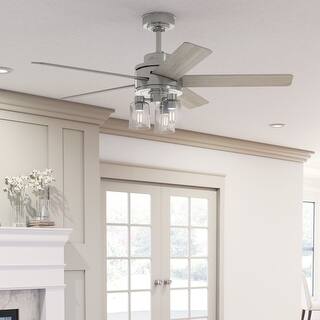 Hunter 52" Anderson Brushed Nickel Ceiling Fan with LED Light Kit and Handheld Remote - Farmhouse, Transitional, Modern