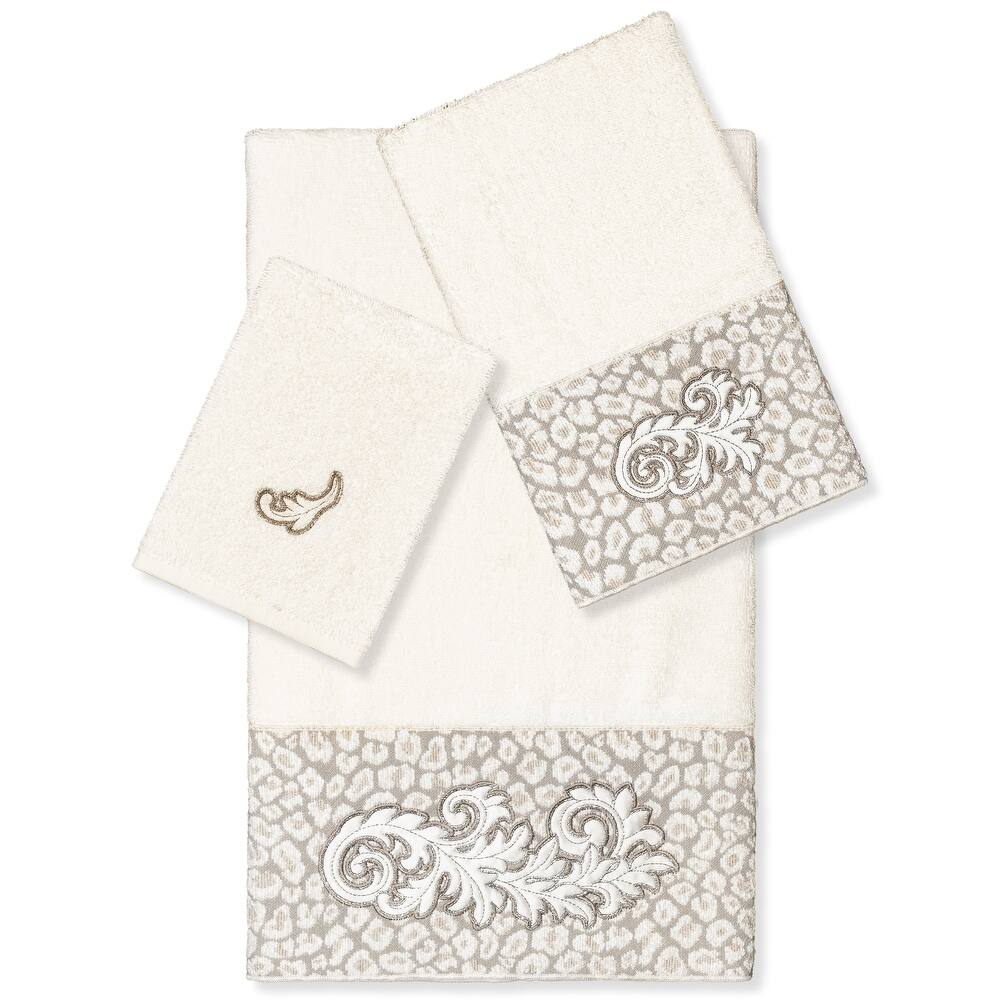Authentic Hotel and Spa 100% Turkish Cotton April 3PC Embellished Towel Set