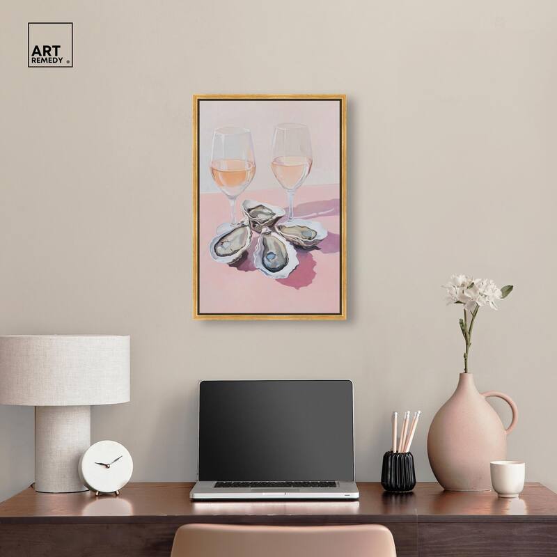 Oysters and Rose Wine Canvas by Art Remedy