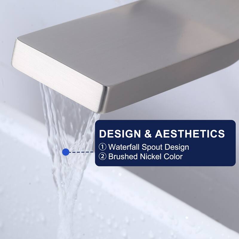 WOWOW Dual- Handle Waterfall Bathroom Wall-mount Faucet in Modern