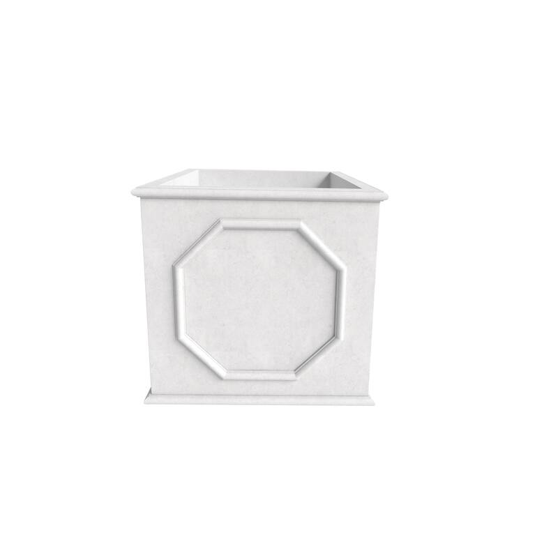 Sprout Modern Fiberstone Square Planter Pot with Drainage Holes for Home Garden Yard Patio Porch Office- No Assembly Required