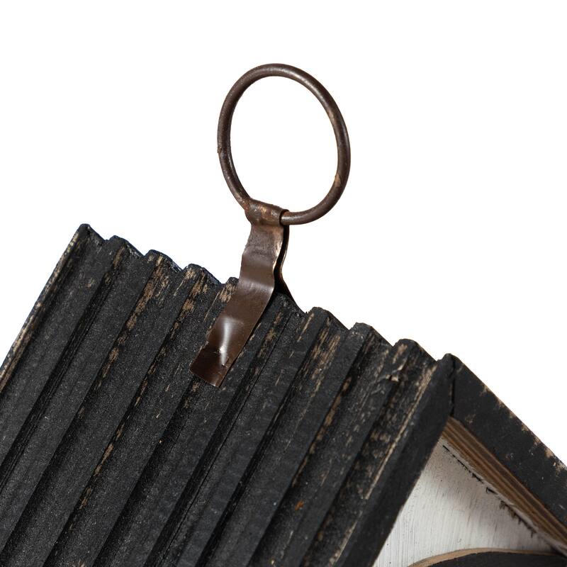 Glitzhome 11"H Washed White Solid Wood Fence Outdoor Garden Birdhouse