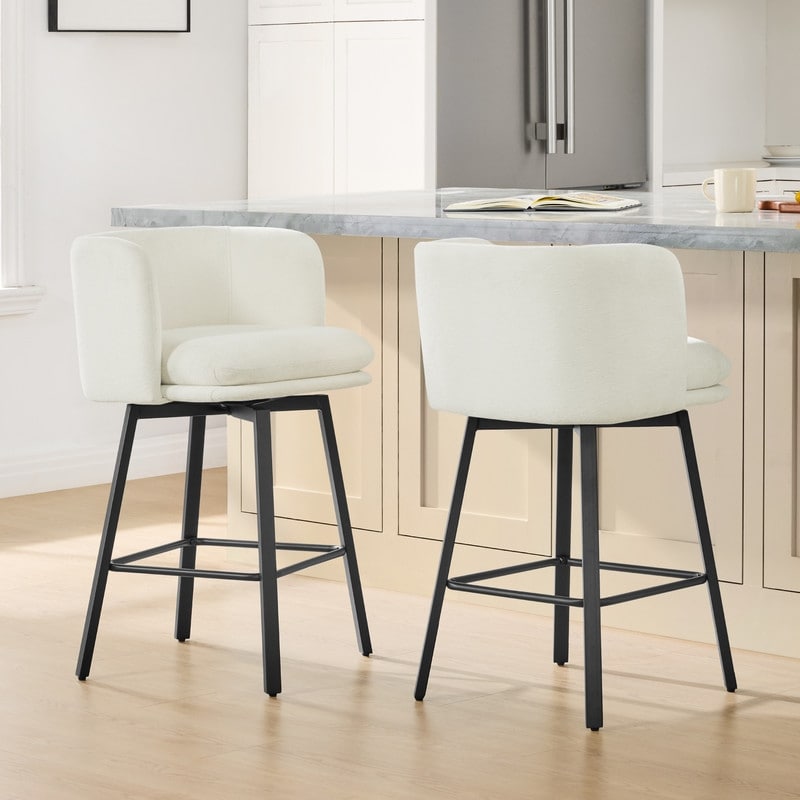 Spruce & Spring Modern Swivel Counter Bar Stool Set with Barrel Back&Double-layer Cushion