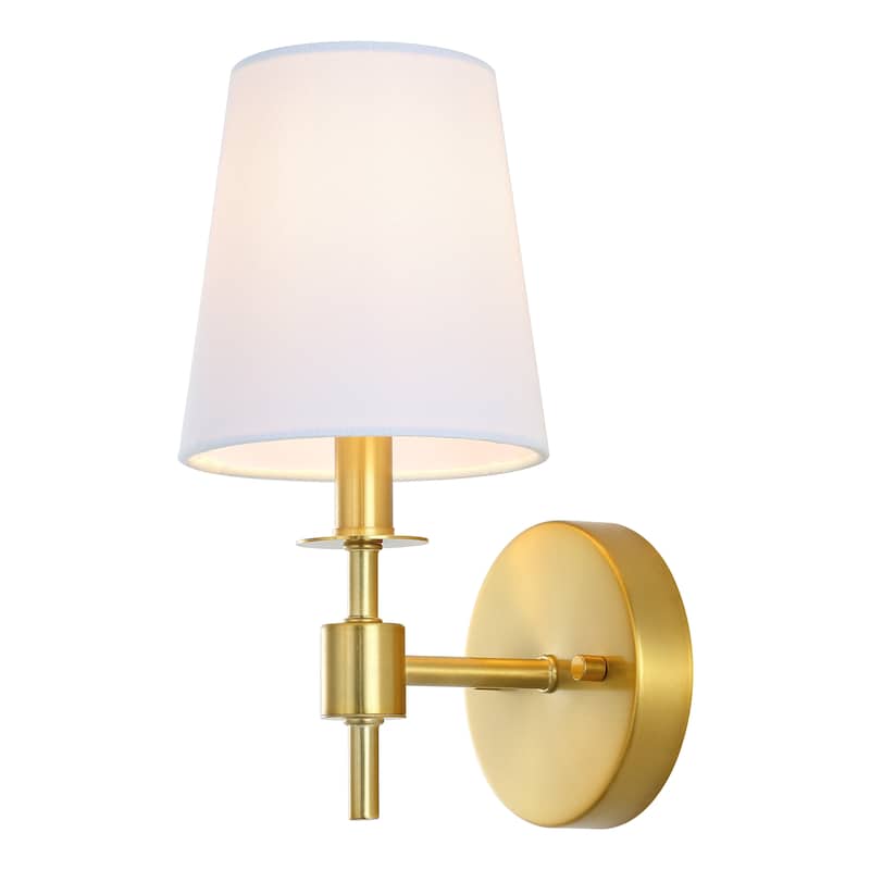 SAFAVIEH Lighting Dalany 7-inch Fabric Shade Wall Sconce with Bulbs (Set of 2) - 7 in. W x 5.5 in. D x 11 in. H